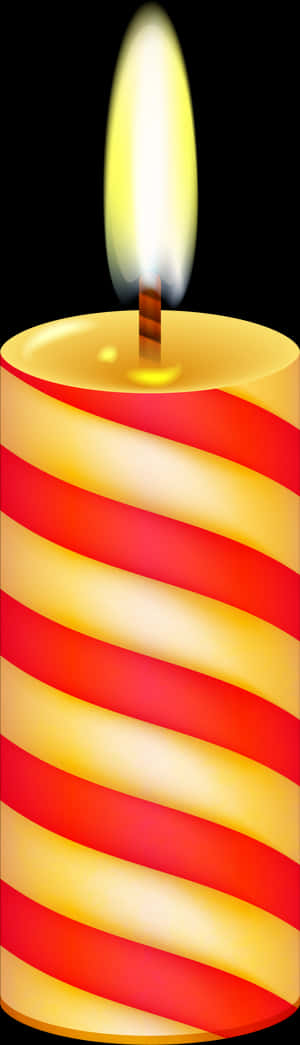 Striped Candle Lit Flame PNG image with transparent background