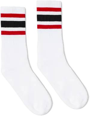 Striped Crew Socks White Background PNG Image