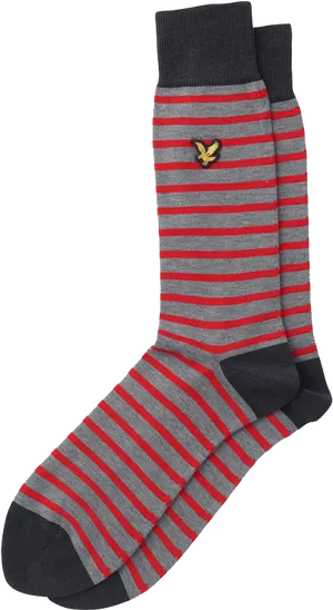 Striped Crew Sockwith Embroidered Logo PNG Image