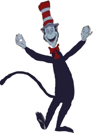 Striped Hat Character Celebration PNG Image