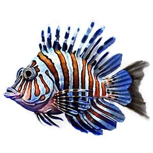 Striped Lionfish Artwork Png 06292024 PNG Image