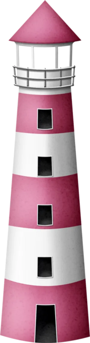 Striped Pink Lighthouse Graphic PNG Image