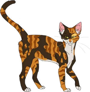 Striped Tabby Cat Illustration PNG Image