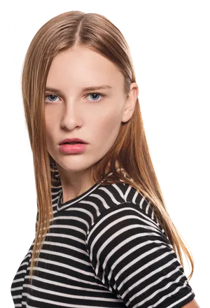 Striped Top Model Glance PNG Image