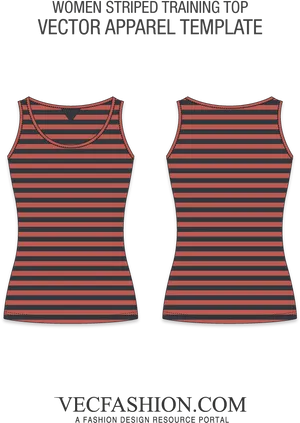 Striped Women Training Crop Top Vector Template PNG Image