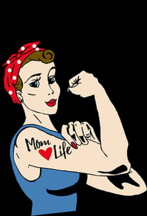 Strong Mom Life Illustration PNG image with transparent background