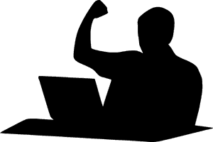 Strong Silhouette Using Laptop PNG