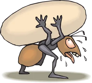 Struggling Ant Cartoon PNG Image