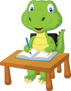 Studious Cartoon Crocodile PNG Image