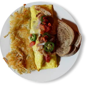 Stuffed Omelette With Sides PNG Image