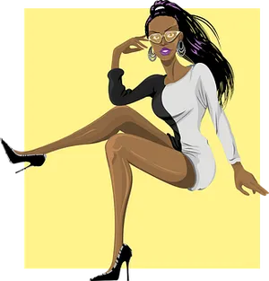 Stylish African Woman Illustration PNG Image