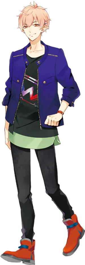 Stylish Anime Boyin Casual Outfit PNG Image