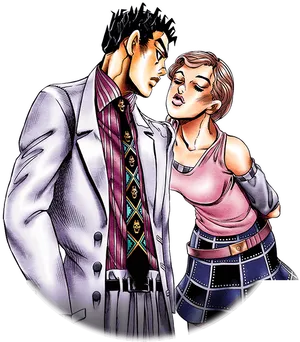 Stylish Anime Couple Artwork PNG Image