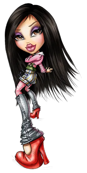 Stylish Bratz Doll Illustration PNG Image