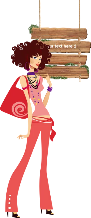 Stylish Cartoon Fashion Figure PNG Image