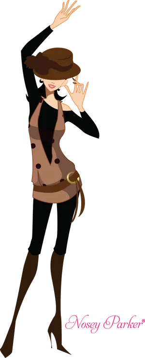 Stylish Cartoon Fashion Figure PNG Image