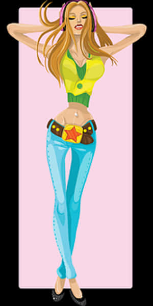 Stylish Cartoon Girl Illustration PNG image with transparent background