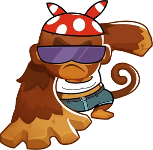 Stylish Cartoon Monkeywith Sunglasses PNG Image