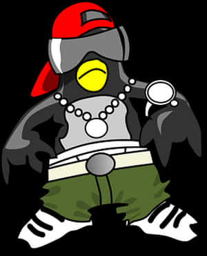 Stylish Cartoon Penguinwith Accessories PNG with transparent background