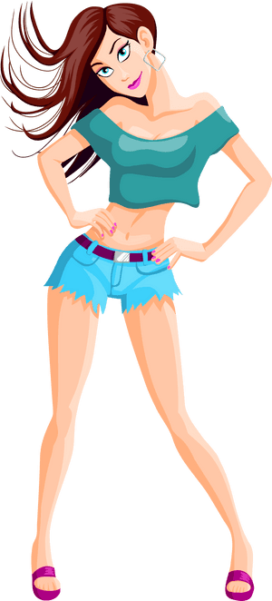 Sexy Girl Vector Png Image - Chica Animada Sexy Png, Transparent Png PNG image with transparent background