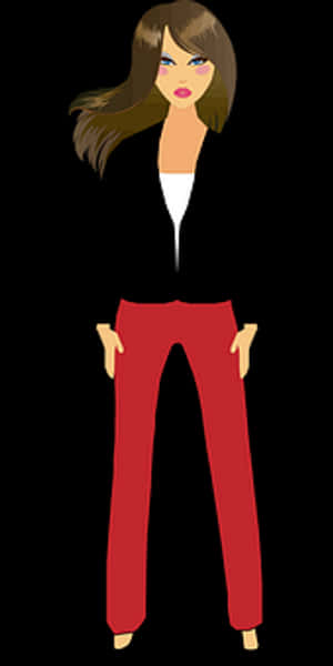 Stylish Cartoon Woman Vector PNG