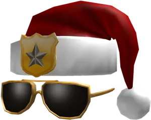 Stylish Christmas Hatand Sunglasses PNG Image