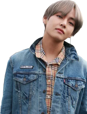 Stylish Denim Jacket Man PNG Image