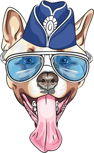 Stylish Dog With Capand Goggles PNG Image