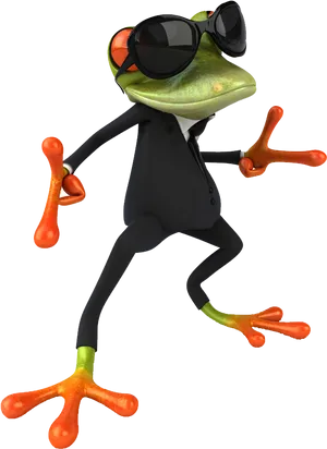 Stylish Frog Character Walking PNG Image