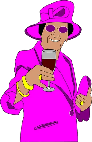 Stylish Granny With Wine Glass PNG Image