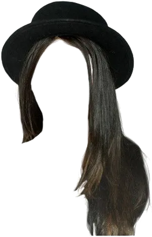 Stylish Hat Long Hair Silhouette PNG Image