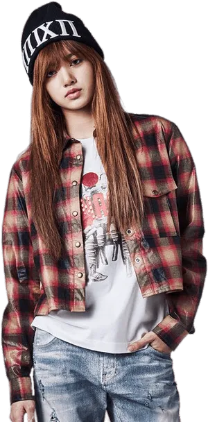 Stylish Kpop Star Casual Outfit PNG Image