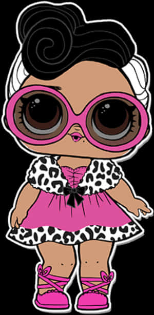 Glam Club Doll Face - Lol Doll Black And White Hair, HD Png Download PNG