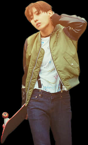 Stylish Male Kpop Idol Pose PNG image with transparent background