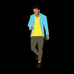 Stylish Man Walking Illustration PNG with transparent background