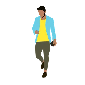 Stylish Man Walking Illustration PNG Image