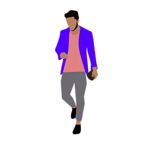 Stylish Man Walking Illustration PNG Image