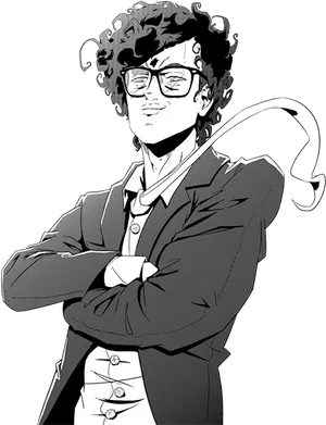 Stylish Manga Character Smug Expression PNG Image
