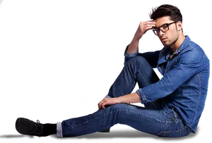 Stylish Manin Denim Outfit PNG Image