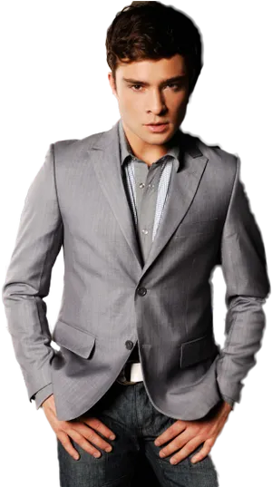 Stylish Manin Grey Blazer PNG Image