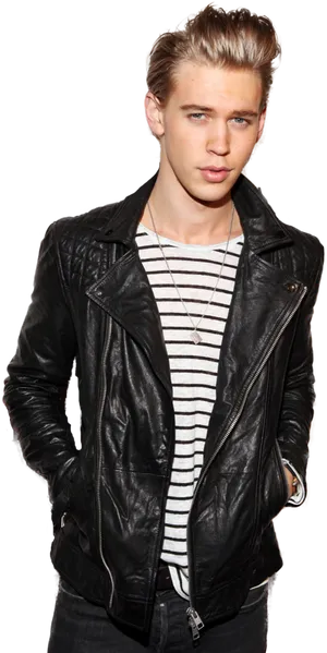 Stylish Manin Leather Jacket PNG Image