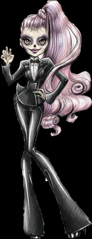 Stylish Monster Girl Illustration PNG image with transparent background