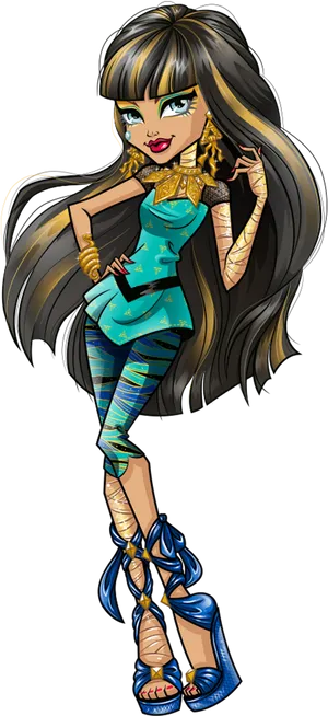 Stylish Monster Girl Illustration PNG Image