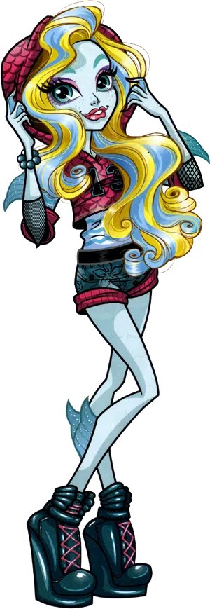 Stylish Monster Girl Illustration PNG Image