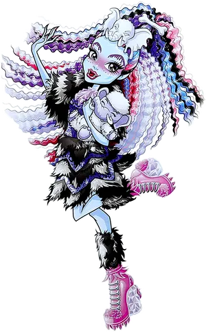 Stylish Monster Girl Illustration PNG Image