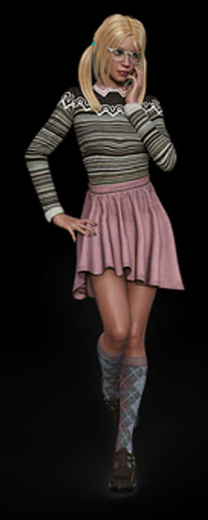 Stylish Nerd Girl Pose PNG image with transparent background