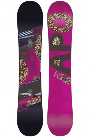 Stylish Pink Leopard Snowboard Design PNG Image