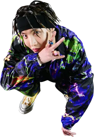 Stylish_ Pose_with_ Colorful_ Outfit PNG Image