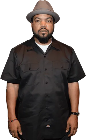 Stylish Rapperin Hatand Black Shirt PNG Image