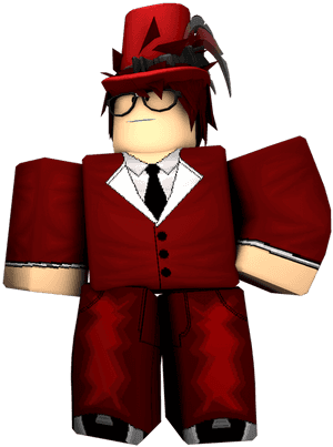 Stylish Roblox Avatar Red Suit PNG image with transparent background